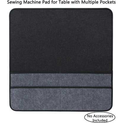 Black Felt Sewing Machine Mat with Multi-Pocket Storage Organizer
